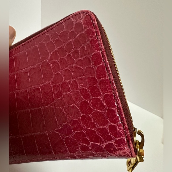 Miu Miu Patent Leather Snake Print Full Zip Large Wallet, Reddish Pink, VGUC - Picture 10 of 15